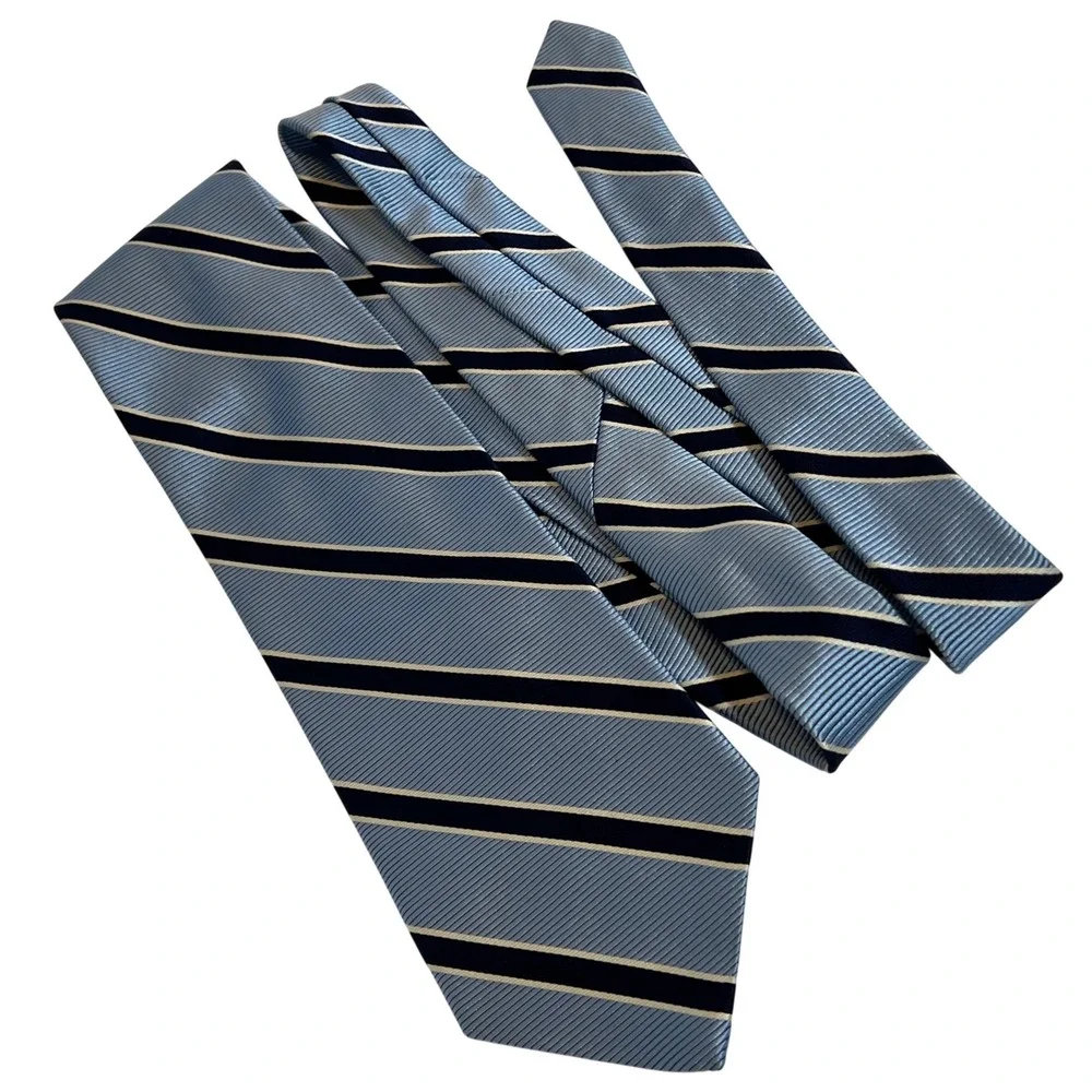Brooks Brothers Necktie‎ Men One Size Blue Striped Silk Repp Makers England USA
